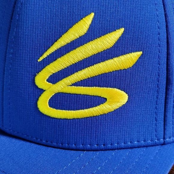 Under Armour UA Curry Flow 9 Baseball Cap Hat Golden State Warriors Blue Gold - Picture 4 of 10